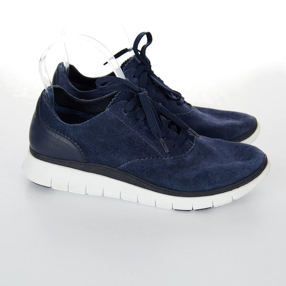 Vionic Shoes - Vionic 355 Taylor Suede and Leather Sneaker Navy Women's Size 7M